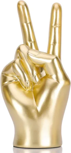 Vista 11 de DOVDOV Estatua de gesto "I Love You", detalles dorados para decoración del hogar, decoración de escultura de mano de arte moderno, oficina, boda