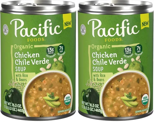 Vista 10 de Pacific Foods Sopa orgánica de pollo y chile verde con arroz y frijoles, lata de 16.3 onzas (paquete de 12)