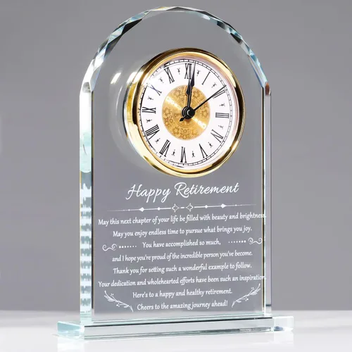 Vista 11 de YWHL Regalos de cumpleaños para mujeres y hombres, regalo significativo de agradecimiento para mujeres, reloj de mesa de vidrio grabado con láser