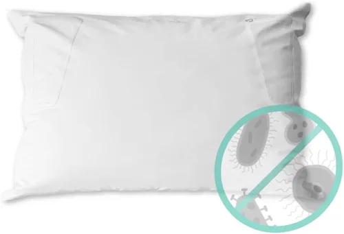Vista 6 de Spry Almohada de cama hipoalergénica pura impermeable y transpirable, tamaño Queen estándar (relleno de poliéster)