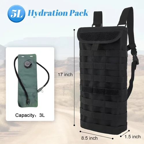 Vista 2 de Tactical MOLLE Hydration Pack Carrier Backpack with 3L Water Bladder for Outdoor Sports
