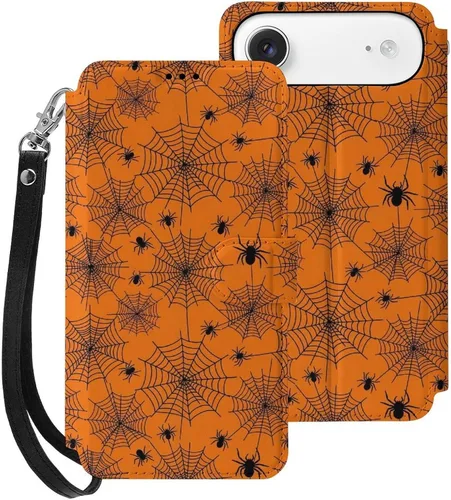 Vista 18 de SWEET TANG Compatible with iPhone 17 Pro Wallet Case Women PU Leather Shockproof Protective Folio Flip Cover (Cute Thanksgiving Turkey Maple Leaf)