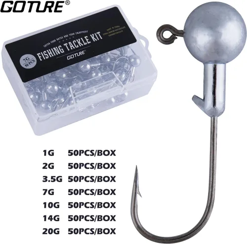 Vista 5 de Goture Round Jig Head, Jig Head Hooks for Freshwater Saltwater Fishing, Swimbait Jig Heads with Fishing Box for Trout Bass Fishing, Crappie Pro Jig