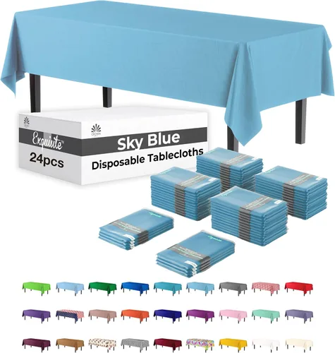 Vista 11 de Party Solids Mantel rectangular de plástico color azul aguamarina, 54 x 108 pulgadas, paquete de 24