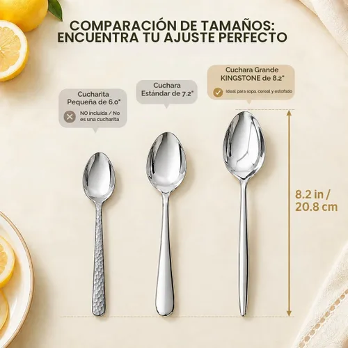 Vista 4 de KINGSTONE Juego de cucharas de cena de 12 piezas, 8.2 pulgadas de acero