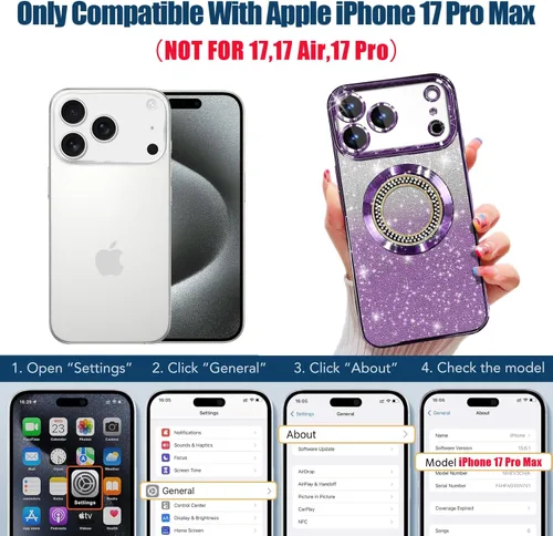 Vista 163 de Misscase Funda magnética con purpurina para iPhone 11 compatible con MagSafe, protección completa, delgada, a prueba de golpes, antiarañazos