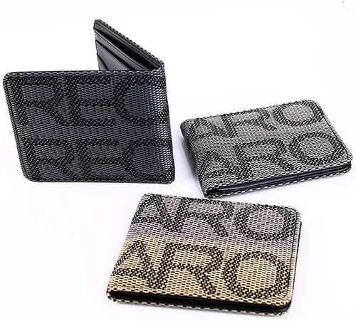 Vista 3 de JDM Billetera Racing Seat Tela Cuero Bi-fold Hombres Mujeres REC, Gris-amarillo