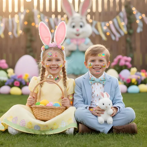 Vista 7 de 160 calcomanías de tatuajes temporales para el día de Pascua, regalos de fiesta de primavera, suministros de fiesta, decoración de vacaciones