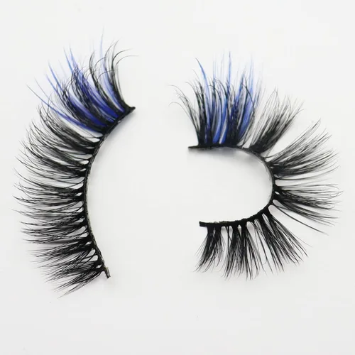 Vista 6 de DAODER Pestañas postizas de colores, pestañas postizas esponjosas con color azul, de 0.55 a 0.63 pulgadas, rizo C medio, volumen completo, pestañas