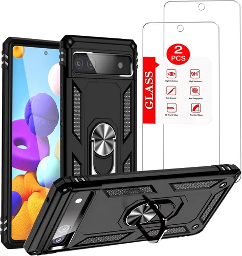 Vista 10 de Funda para Google Pixel 3A con [2 unidades] Protector de pantalla de vidrio templado, para Google Pixel 3A Heavy Duty Armor [Grado Militar], funda