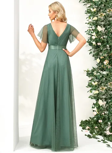 Vista 2 de Ever-Pretty Vestido de dama de honor cruzado con cuello en V y cintura imperio para mujer 7962