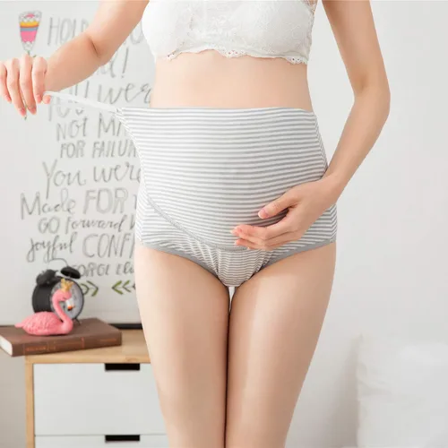 Vista 2 de Ropa interior de maternidad sobre el bulto, paquete de 3 bragas de algodón para embarazo, cintura alta, ajustablesbragas de lactancia