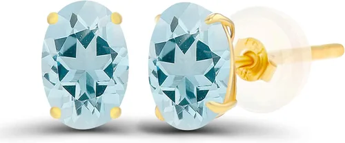 Vista 43 de Aretes ovalados de plata de ley 925 maciza chapados en oro de 0.236 x 0.157 pulgadas con piedra natal genuina para mujer Aretes de tuerca Amatista
