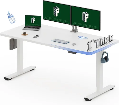 Vista 33 de FLEXISPOT Escritorio Eléctrico de Pie de Una Pieza, 40 x 24 Pulgadas Escritorio Ajustable con Superficie Sin Costuras, Controlador de Memoria