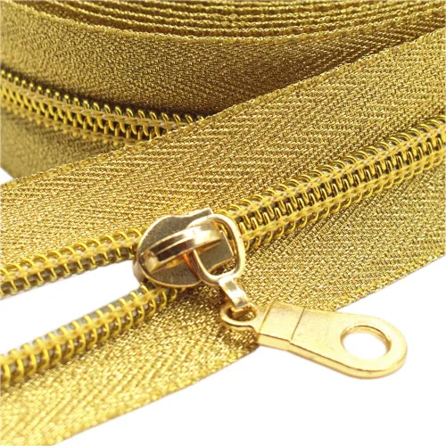 Vista 21 de YaHoGa #5 Cremalleras metálicas de nailon color latón antiguo de The Yard Bulk Cinta beige de 10 yardas con 25 unidades de tiradores para costura