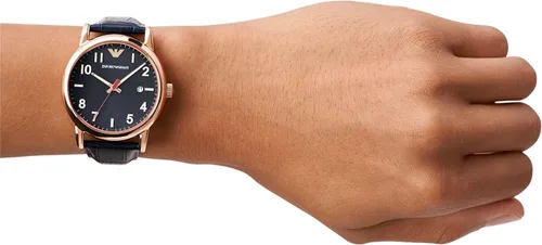 Vista 5 de Emporio Armani Reloj de cuero de tres manecillas para hombre
