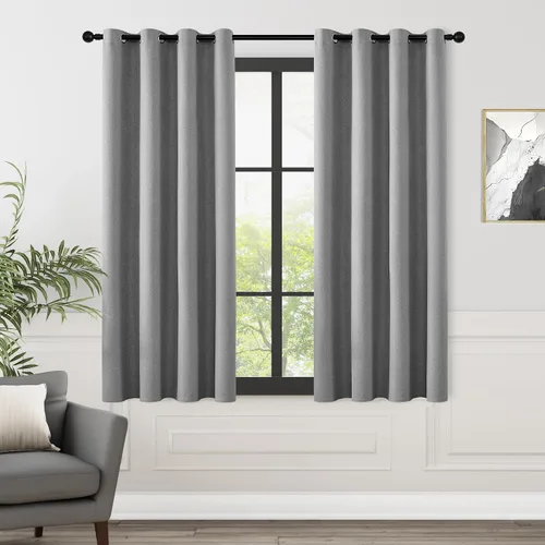 Vista 19 de ChrisDowa Cortinas 100% Opacas de Abedul Sólido de 45 Pulgadas de Largo, 2 Paneles para Dormitorio y Sala de Estar, Estilo Granja Oscurecedoras
