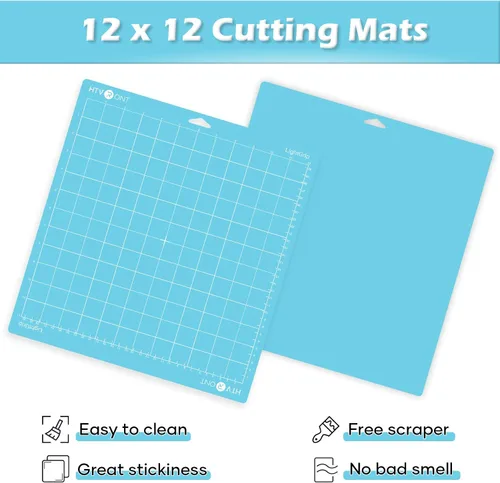 Vista 4 de HTVRONT Alfombrillas de corte de agarre ligero, paquete de 2 alfombrillas de corte de 12 x 12 pulgadas compatibles con Cricut Maker 3/Maker