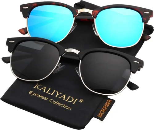 Vista 17 de KALIYADI Gafas de sol polarizadas para hombres y mujeres, marco semi sin montura, para conducir con bloqueo UV A01-(1 Pack) Tortuga Mate G15
