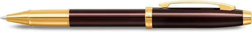 Vista 5 de Sheaffer 100 9370 Brillante Café Marrón Rollerball Pen Con PVD Oro Trim - Medio