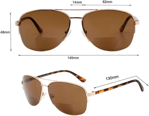 Vista 5 de VITENZI Anzio - Gafas de sol bifocales para hombres y mujeres, cuadrados, para lectura de aviador, lentes tintados al sol con lectores
