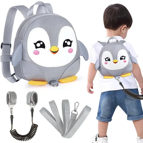 Vista 22 de Accmor Mochila con arnés para niños pequeños con correa, lindas mochilas con dinosaurios con enlace antipérdida en la muñeca, lindas pulseras