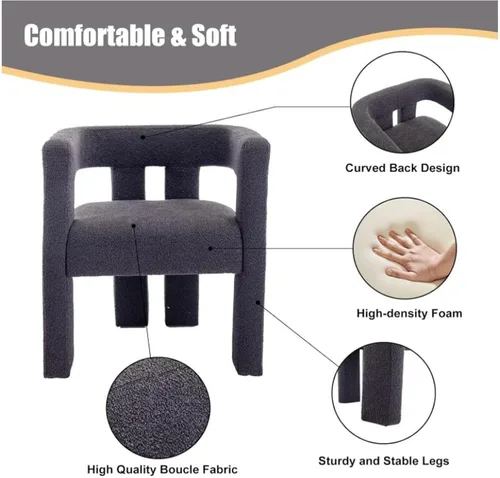 Vista 3 de Modern Barrel - Juego de 2 sillas de comedor tapizadas de terciopelo con brazos, cómodas sillas de tocador de maquillaje, silla auxiliar cómoda