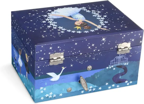 Vista 6 de Jewelkeeper Caja de almacenamiento de joyería musical para niña con bailarina giratoria, 6 x 4.65 x 3.5 pulgadas, paquete de diseño de purpurina