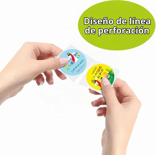 Vista 5 de 1200 calcomanías de versículo bíblico de oración cristiana en 16 diseños con línea de perforación (cada uno mide 1.5 pulgadas de diámetro)