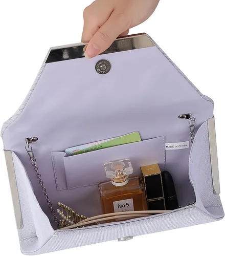 Vista 5 de Bolsos de embrague con purpurina para mujer bolsa de noche bolso de fiesta de boda