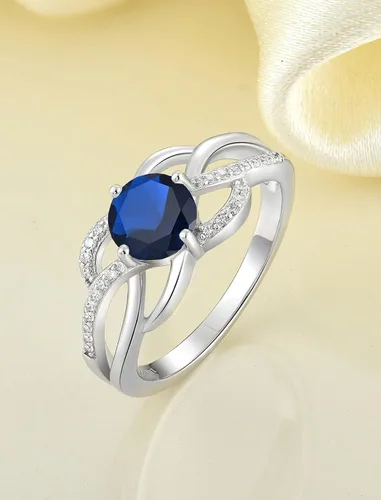 Vista 4 de YL Anillos de nudo celta de plata de ley 925, anillo trenzado con circonita cúbica infinito para mujer