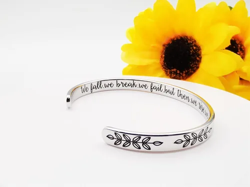 Vista 149 de Pulseras inspiradoras para mujer, joyería de acero inoxidable, con refranes, pulsera motivacional con mensaje oculto, pulseras grabadas para mejor