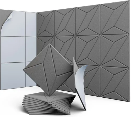 Vista 48 de Paneles hexagonales en forma de A, paquete de 12 paneles acústicos de alta densidad de 12 x 10 x 0.4 pulgadas para mejorar la reducción de ruido