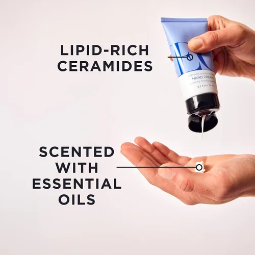 Vista 2 de EO Crema de manos, 2.5 onzas (paquete de 2), lavanda francesa, hidratante para piel seca y hecha con aceites esenciales para hombres y mujeres
