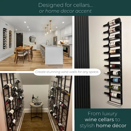 Vista 3 de TheRackCo. Wall Series - Estante para botellas de vino de doble marco (9 botellas) + sacacorchos con abrebotellas de vino gratis