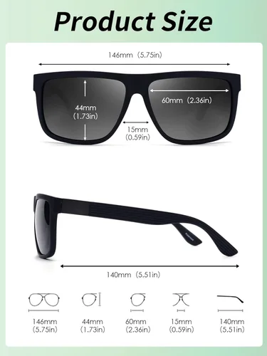 Vista 6 de GLINDAR Gafas de sol polarizadas retro para hombres y mujeres, gafas de conducción cuadradas