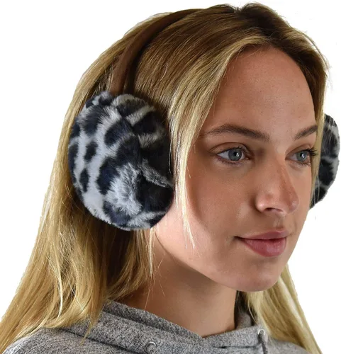 Vista 48 de C.C - Lindas orejeras con diadema ajustable para invierno, calentador de orejas suave Rombos azul marino