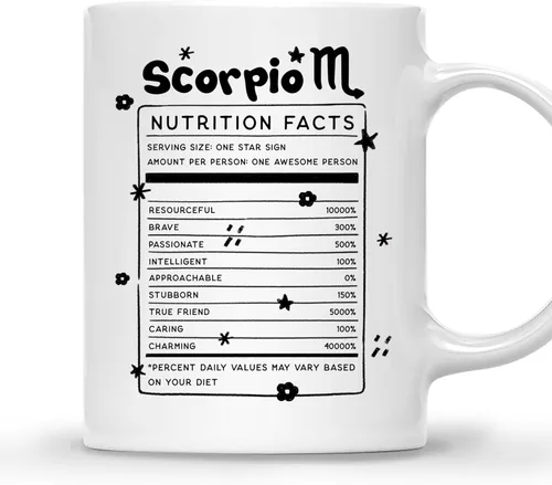 Vista 10 de Gossby Aquarius Nutrition Fact Taza de café – Regalo del signo del zodiaco para mujeres, cumpleaños, regalo de astrología de Navidad para mujeres