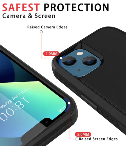 Vista 3 de Diverbox - Funda para iPhone 13 a prueba de golpes, caídas y polvo, funda de protección resistente para iPhone 13 de Apple, color negro