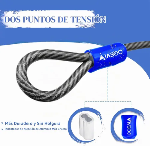 Vista 2 de Candado de Seguridad de Cable de Acero de 1/2 Pulgada de Alta Resistencia con Bucles 4FT/6FT/8FT/10FT para Bicicleta, Candado de Cadena de Cable