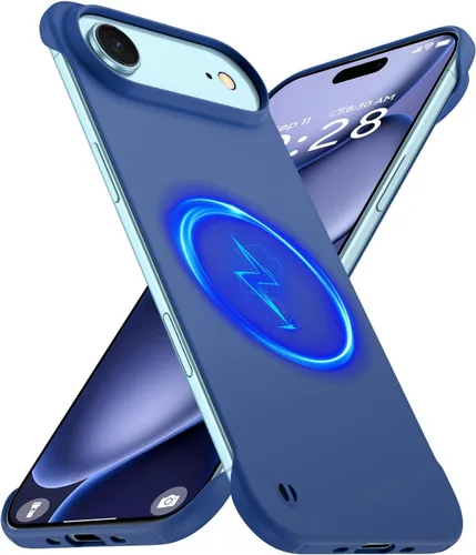 Vista 13 de GRECAZO - Funda magnética delgada sin marco para iPhone 17 Pro Max, color azul
