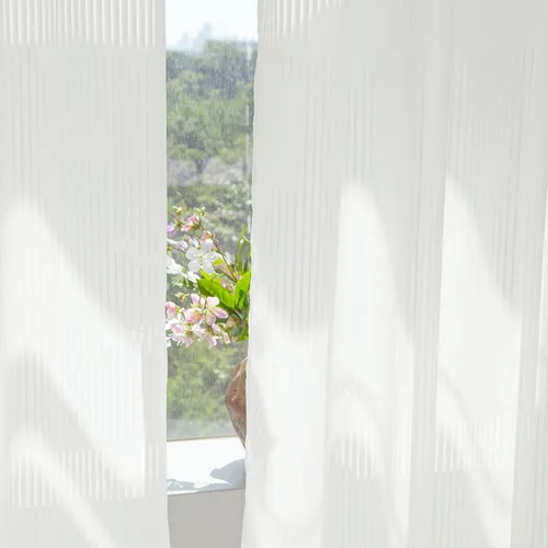 Vista 7 de NICETOWN Cortinas Transparentes a Rayas Blancas de 96 Pulgadas de Largo para Sala de Estar 2 Paneles, Tratamiento de Ventana Semi Chiffon con Ojales