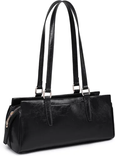 Vista 8 de Dasein Bolsos Hobo para mujer, de cuero vegano suave, con 3 compartimentos, múltiples bolsillos