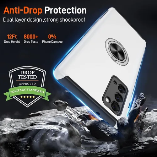 Vista 61 de Gritup - Funda para Galaxy A05S con protector de pantalla HD×2, funda protectora para teléfono a prueba de golpes con soporte magnético de anillo