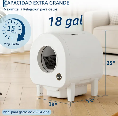 Vista 2 de Garvee Caja de arena para gatos autolimpiante, caja de arena inteligente automática para mascotas, gran capacidad para múltiples gatos, control