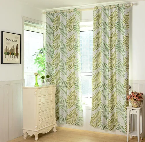 Vista 4 de MYRU Cortinas absolutamente opacas para dormitorio, palmera, 2 capas forradas con hojas tropicales para sala de estar, 1 par, 39 pulgadas de ancho x