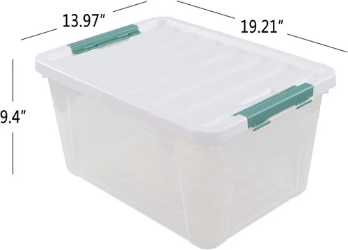 Vista 2 de Caja de almacenamiento grande de 36 cuartos de galón, caja de plástico transparente, paquete de 4
