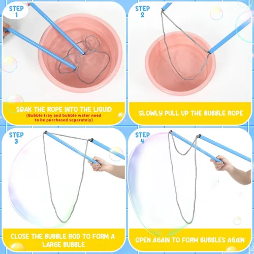 Vista 6 de Meooeck Varitas de burbujas gigantes para hacer burbujas al aire libre, juguetes de burbujas para adultos, niños y niñas, regalos de fiesta