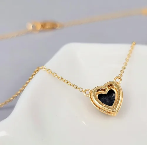 Vista 6 de 18K Solid Yellow Gold Genuine Gemstone Choker Necklace, 15 inches Chain Pendant Dainty Necklace gift for her