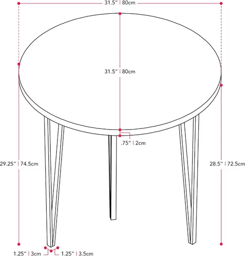 Vista 5 de CorLiving Ezra - Mesa de comedor con patas de hierro con parte superior de grano de madera de ingeniería marrón